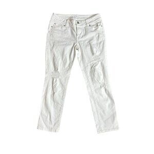 Soho Cropped Boyfriend Jeans White Denim Womens Size 2 Distressed Stretch